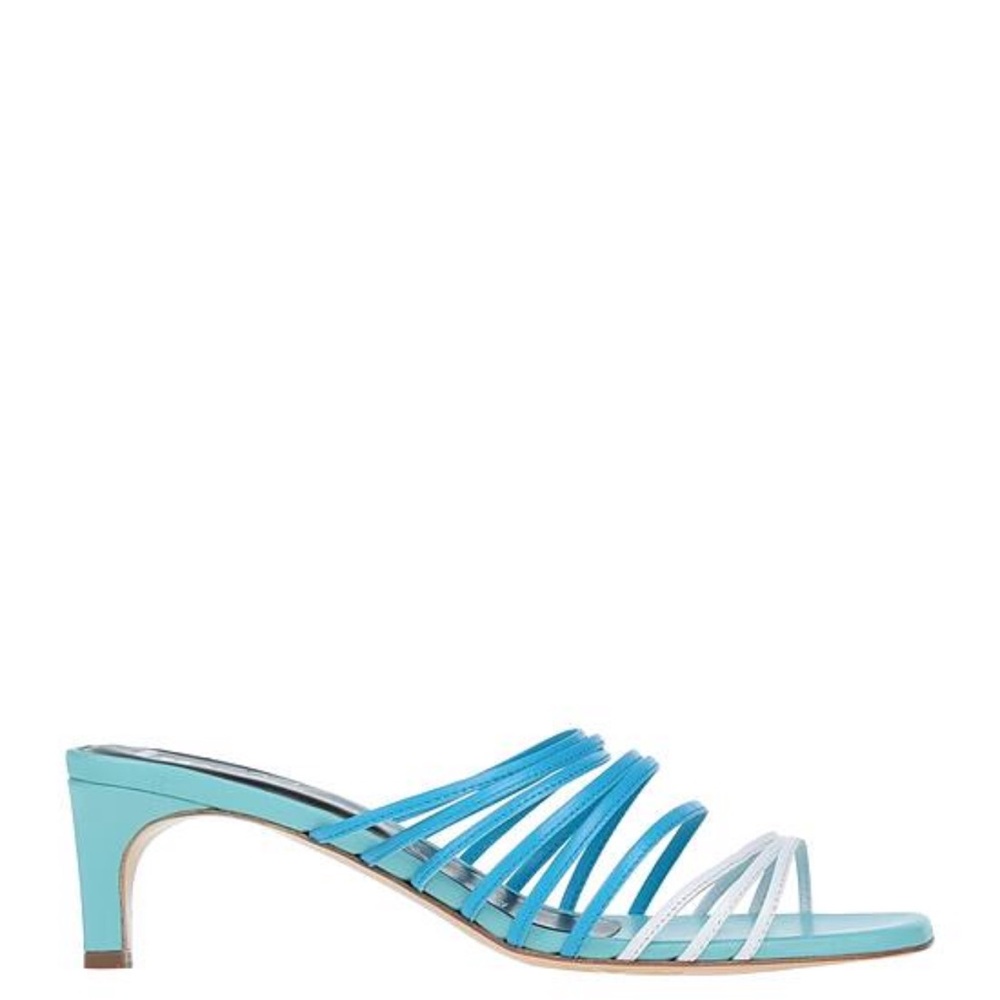 Blumarine Blue and White Strappy Heels